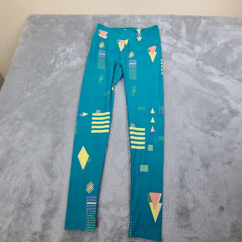 Lularoe Pants Womens One Size Blue Geo Printed Comfy Casual Pull On Leggings